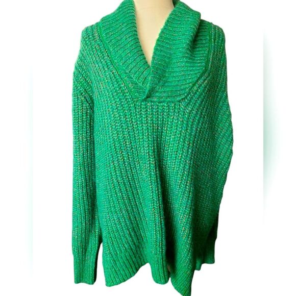 St. John's Bay Cozy Women’s Chunky Oversized Cadium Green V-Neck Sweater XXL - Picture 1 of 8